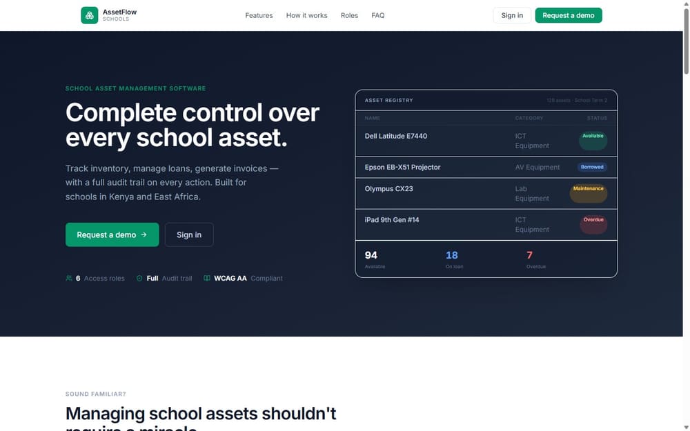 AssetFlow asset registry dashboard — Invonics Technologies